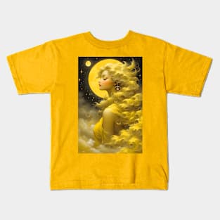 Yellow moon girl Kids T-Shirt